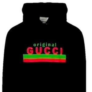 Gucci Men ORIGINAL LOGO PRINTED Hoodie Pullover Sweater Black Size S New $1350